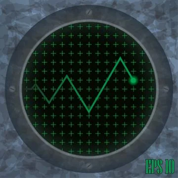 Oscilloscope screen with a zigzag trace. Stock Illustration
