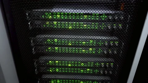 Oscilloscope. Severs computer in a rack Stock Footage 93579412