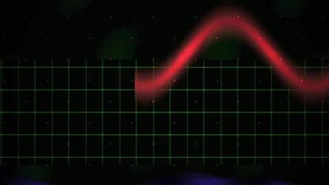 Oscilloscope waveform on grid background. Stock Footage 336706893
