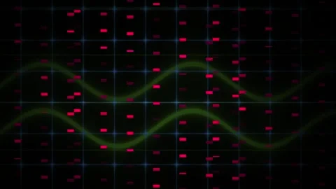 Oscilloscope waveform on grid background. Stock Footage 340039965
