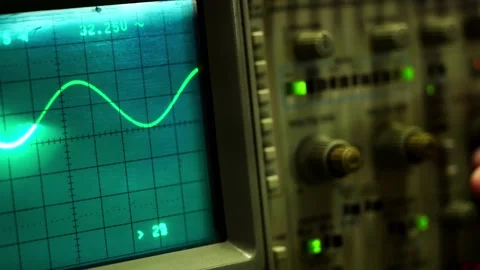 Oscilloscope waveforms oscillating, Amplitude Diagram on the oscilloscope. Stock Footage 180641133