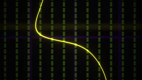 Oscilloscope Yellow Waveform Trace on Dark Grid Screen for Science and Tech.. Stock Footage 343743006