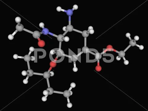Oseltamivir drug molecule Stock Illustration