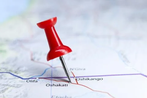 Oshakati, Namibia pin on map Stock Photos