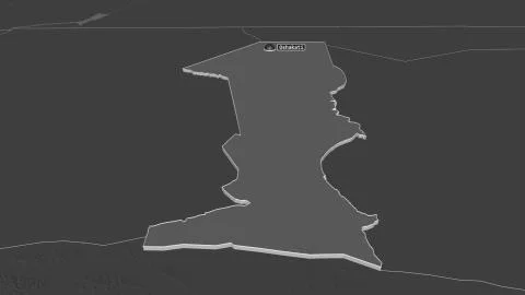Oshana, Namibia. Bilevel elevation map with surface waters Stock Illustration