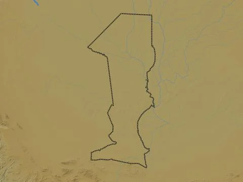 Oshana, Namibia. Colored elevation map with lakes and rivers Illustrazione stock
