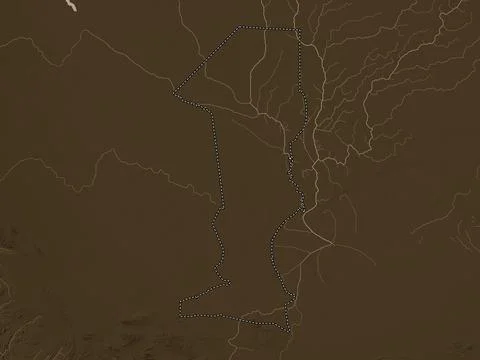 Oshana, Namibia. Elevation map colored in sepia tones with lakes and rivers Stock Illustration