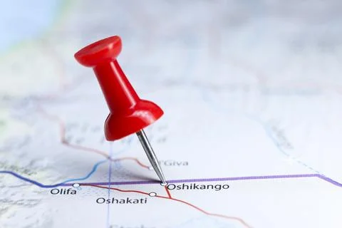 Oshikango, Namibia pin on map Stock Photos