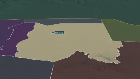 Oshikoto, Namibia. Colored and bumped map of the administrative division Stock Illustration