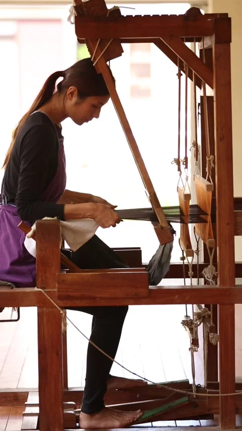 Oshima Tsumugi manufacturing process weaving Stock Footage 161939032