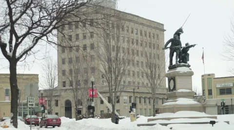Oshkosh Downtown Square 01 Stock Footage 34243558