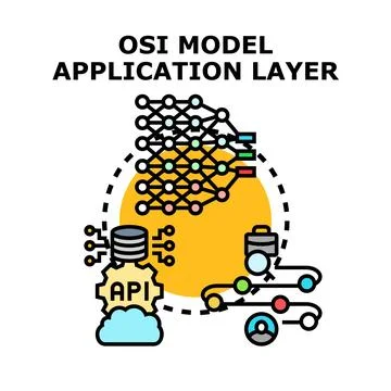 Osi model application layer internet networking concept Stock Illustration
