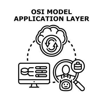 Osi model application layer internet networking concept Stock Illustration
