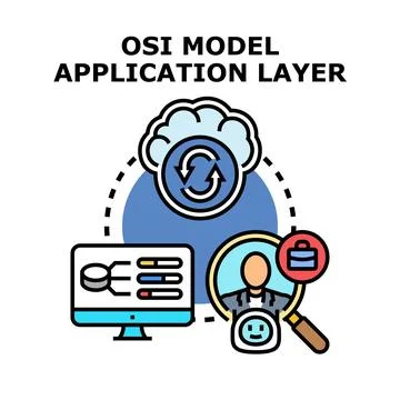 Osi model application layer internet networking concept Stock Illustration