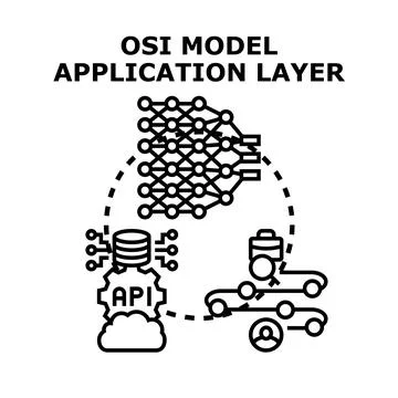 Osi model application layer internet networking concept Stock Illustration