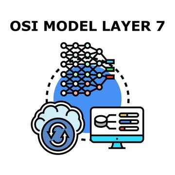 Osi model layer 7 application network protocol concept Stock Illustration