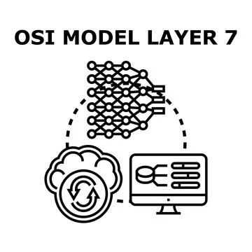 Osi model layer 7 application network protocol concept Stock Illustration