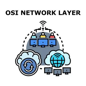 Osi network layer icon concept illustration Stock Illustration