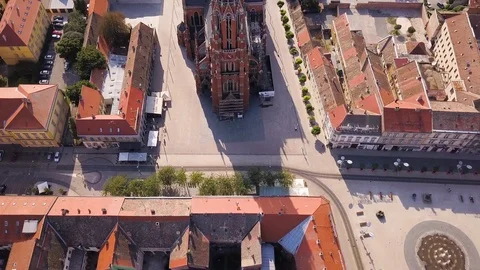 Osijek cahtedral from the sky Stock Footage 107007928