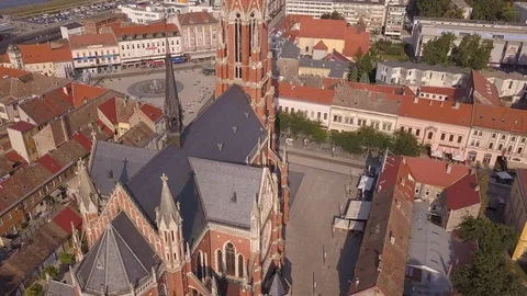 Osijek cahtedral from the sky Video stock 107008800