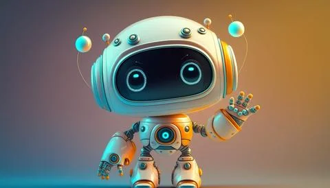 Ositive cute robot. UI and UX Designed. Isolated on a background. Generated A イラスト素材