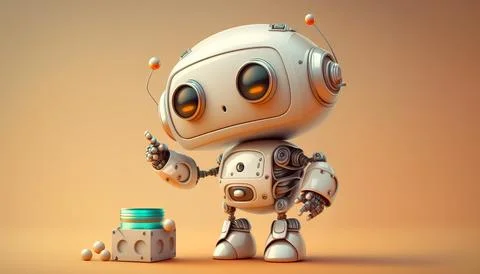 Ositive cute robot. UI and UX Designed. Isolated on a background. Generated A Stock Illustration