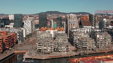 Oslo barcode drone 02 Stock Footage 248481416
