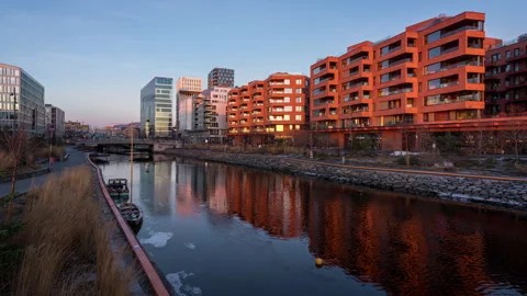 Oslo Canal at Sunset Stock Footage 241563052