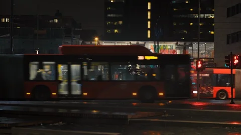 Oslo Central Station at night Stock Footage 124756319
