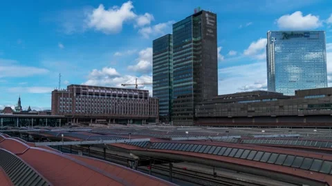 Oslo Central Station Time-Lapse: Enjoy Skyward Views Stock Footage 308194086