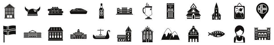 Oslo icons set simple vector. Norway national city Ilustración de archivo