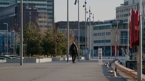 Oslo lockdown during Covid-19 in March 2020 库存影片 127073262