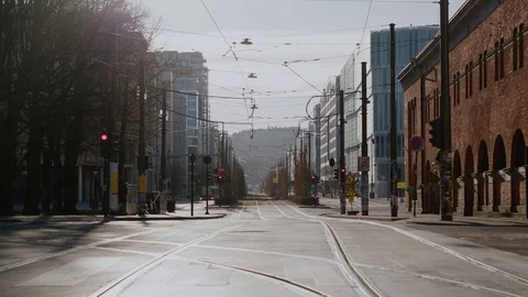 Oslo lockdown during Covid-19 in March 2020 Vídeo Stock 127074134