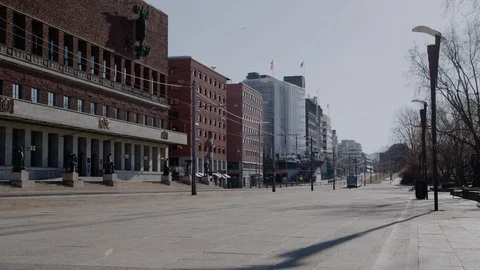 Oslo lockdown during Covid-19 in March 2020 库存影片 127075533
