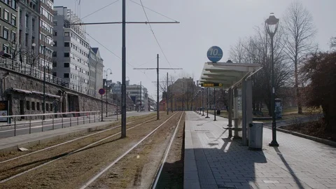 Oslo lockdown during Covid-19 in March 2020 库存影片 127075990