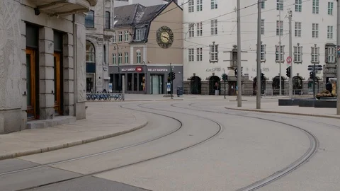 Oslo lockdown during Covid-19 in March 2020 库存影片 127077412