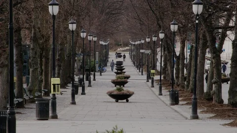 Oslo lockdown during Covid-19 in March 2020 库存影片 127091467