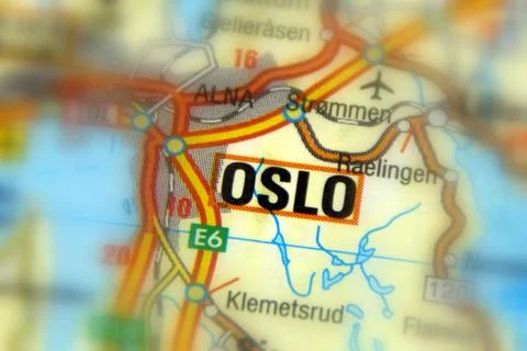 Oslo on a map Stock Photos