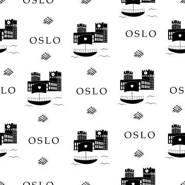 Oslo, monochrome seamless pattern Stock Illustration