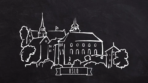 Oslo, Norway, self drawing lines Stock Footage 76458501