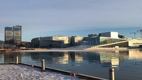 Oslo Skyline with Opera House Stock-Footage 100879329