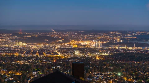 Oslo view at sunset from top Timelapse 4k Norway sunset Stock Footage 58788836