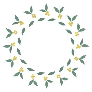 Osmanthus Wreath Circle Frame border Mid Autumn Festival Holiday Card Flat Stock Illustration