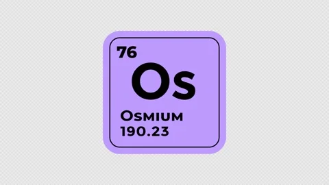 Osmium, chemical element of the periodic table graphic animation. Alpha channel Stock Footage 311320443