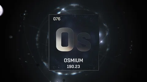 Osmium as Element 76 of the Periodic Table 3D illustration on silver background Video stock 119618272