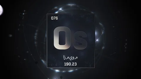 Osmium as Element 76 of the Periodic Table 3D illustration on silver background 스톡 동영상 128780013