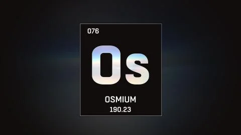 Osmium as Element 76 of the Periodic Table 3D illustration on grey background 스톡 일러스트