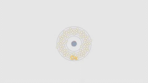 Osmium Os Bohr Atom Model Clean No Text Animation Video Overlay Alpha 4K Stockbeeldmateriaal 339367243