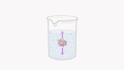 Osmosis in Beaker, Hyper-, Hypo- &amp; Isotonic with Text Stockbeeldmateriaal 194823238