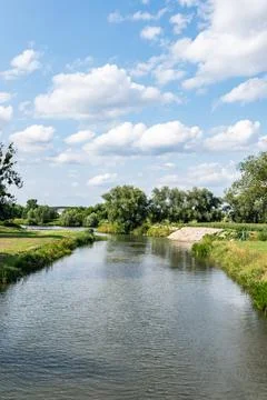 Osobloga river in background slightly cloudy weather Stock Photos